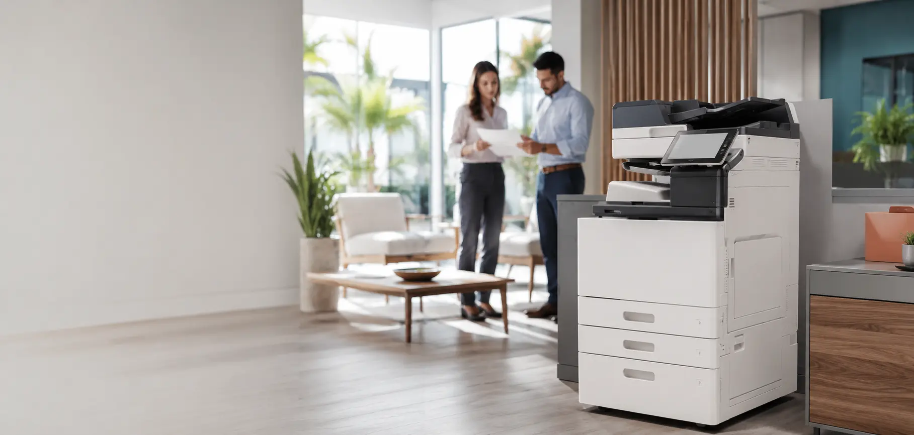 Modern multifunction copier in a bright South Florida office